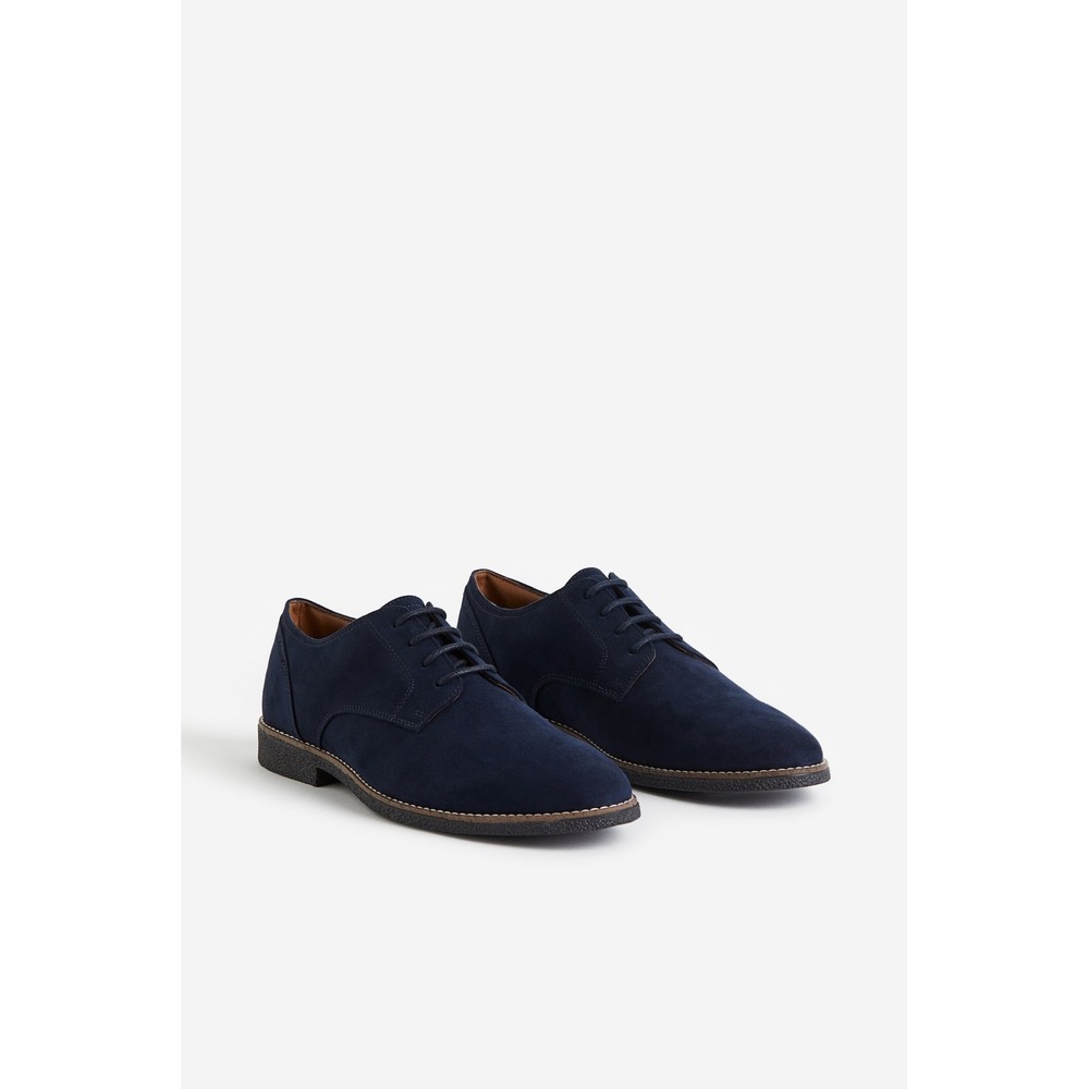 H&M Mens Navy Blue Faux Suede Derby Lace Up Dress Shoes Size 44‎ US 10.5 11
